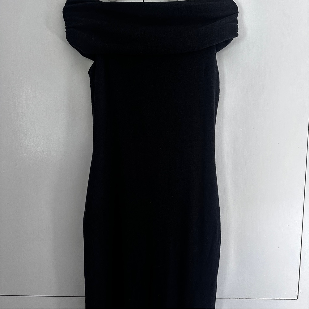 Reformation Black Off-Shoulder Sheath Dress